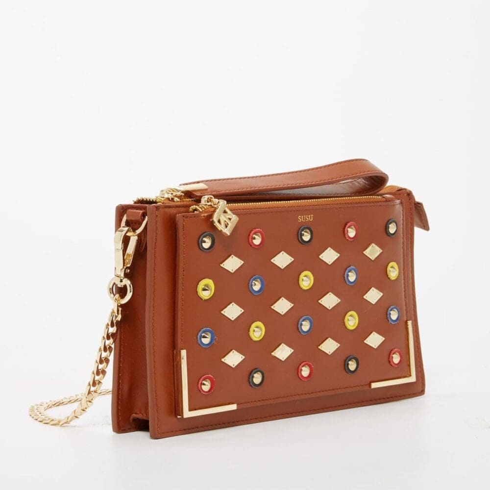 Susu Studded Brown Crossbody Bag Exceptional Piece 2