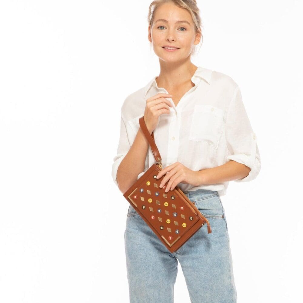 Susu Studded Brown Crossbody Bag Exceptional Piece 8