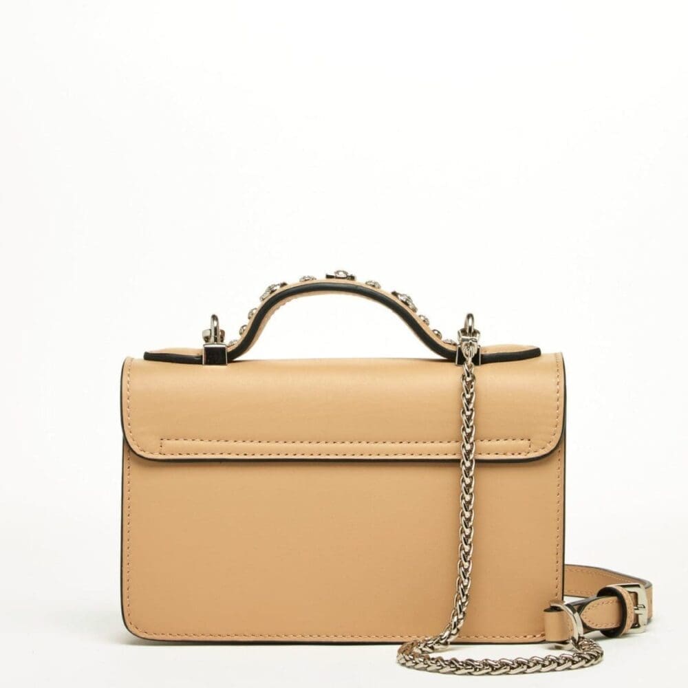 Susu The Hollywood Beige Leather Crossbody Bag Studded 2