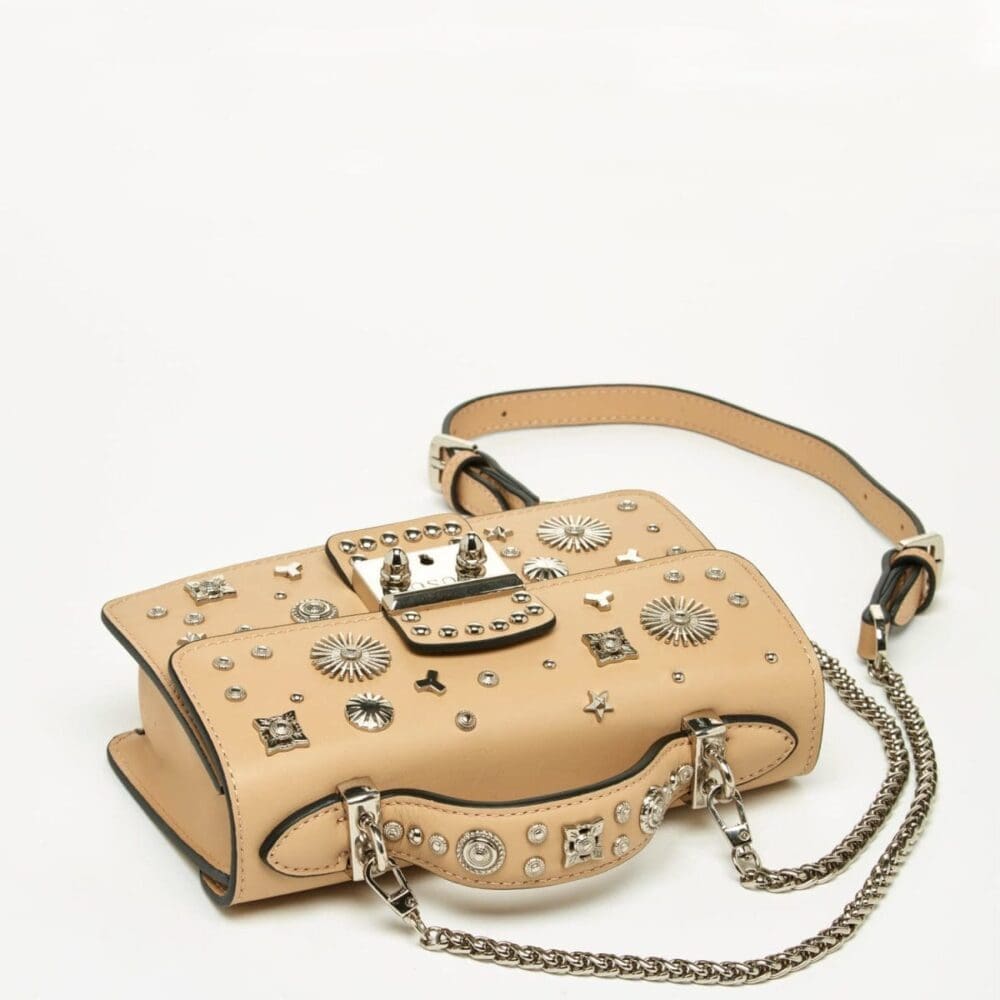 Susu The Hollywood Beige Leather Crossbody Bag Studded 6
