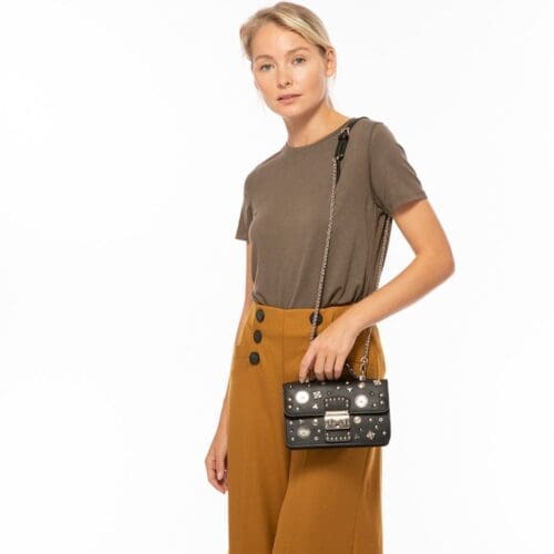 Susu The Hollywood Black Leather Crossbody Bag Studded 7