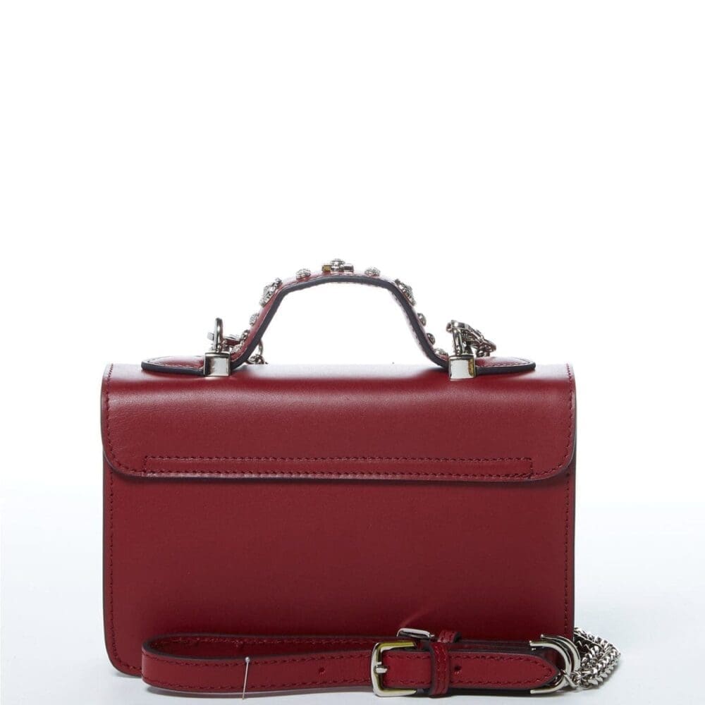 Susu The Hollywood Burgundy Studded Leather Crossbody Bag 4