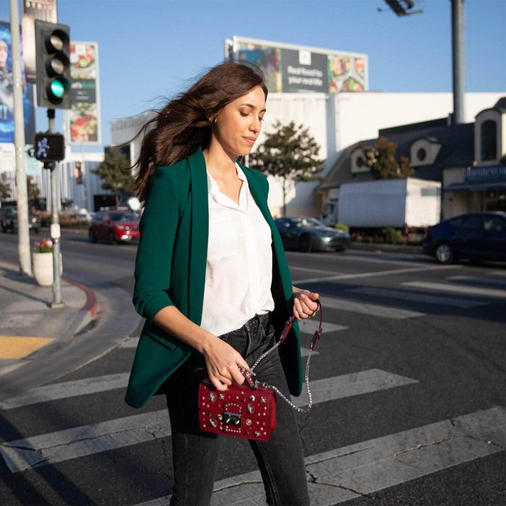 Susu The Hollywood Burgundy Studded Leather Crossbody Bag 8