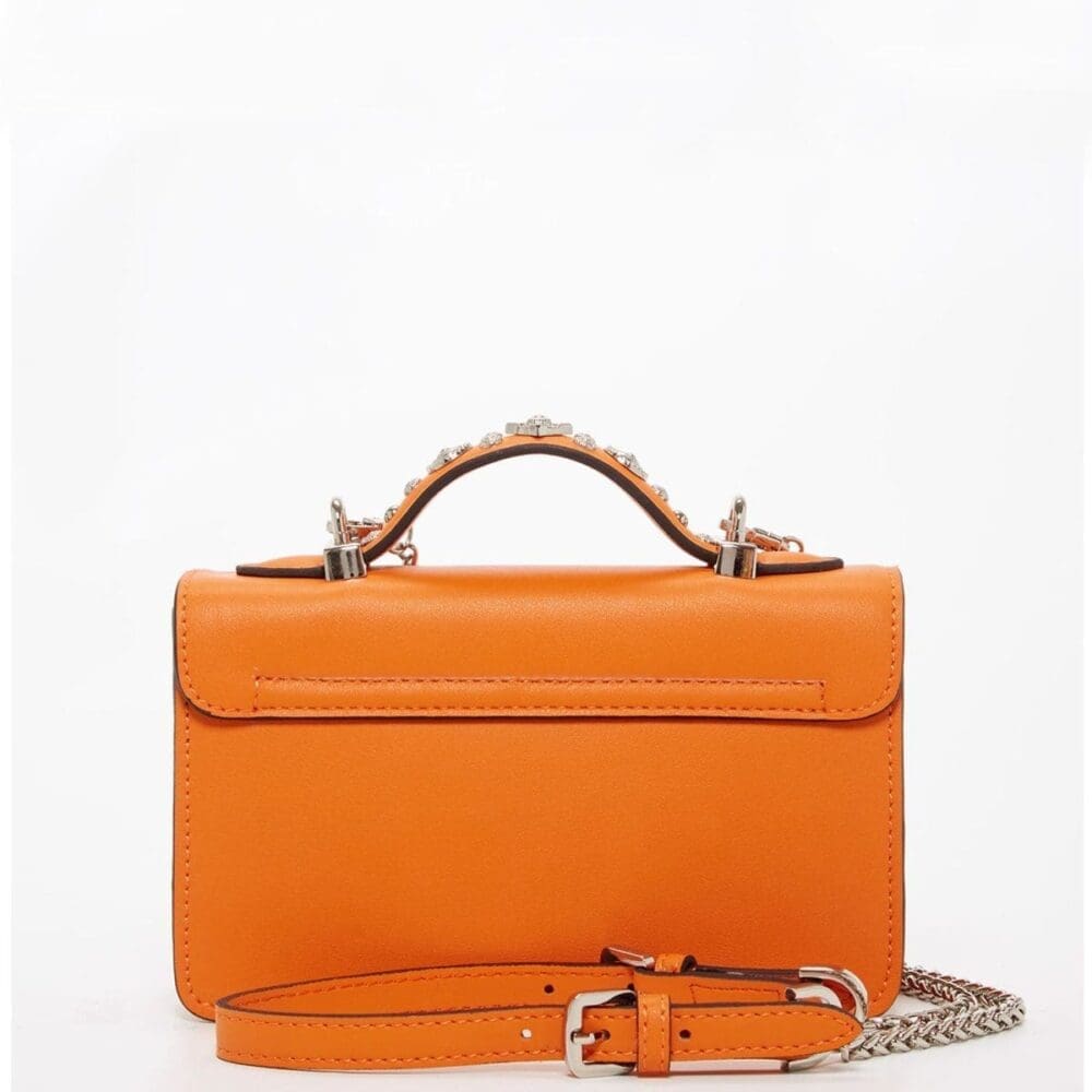 Susu The Hollywood Orange Leather Crossbody Bag Studded 3