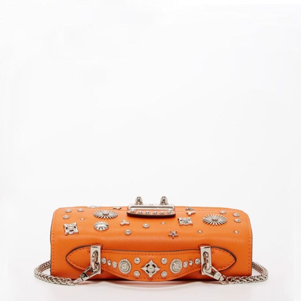 Susu The Hollywood Orange Leather Crossbody Bag Studded 4