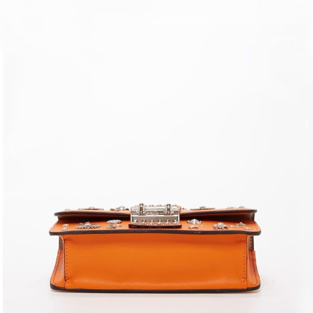 Susu The Hollywood Orange Leather Crossbody Bag Studded 5