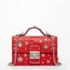 Susu The Hollywood Red Leather Crossbody Bag Studded