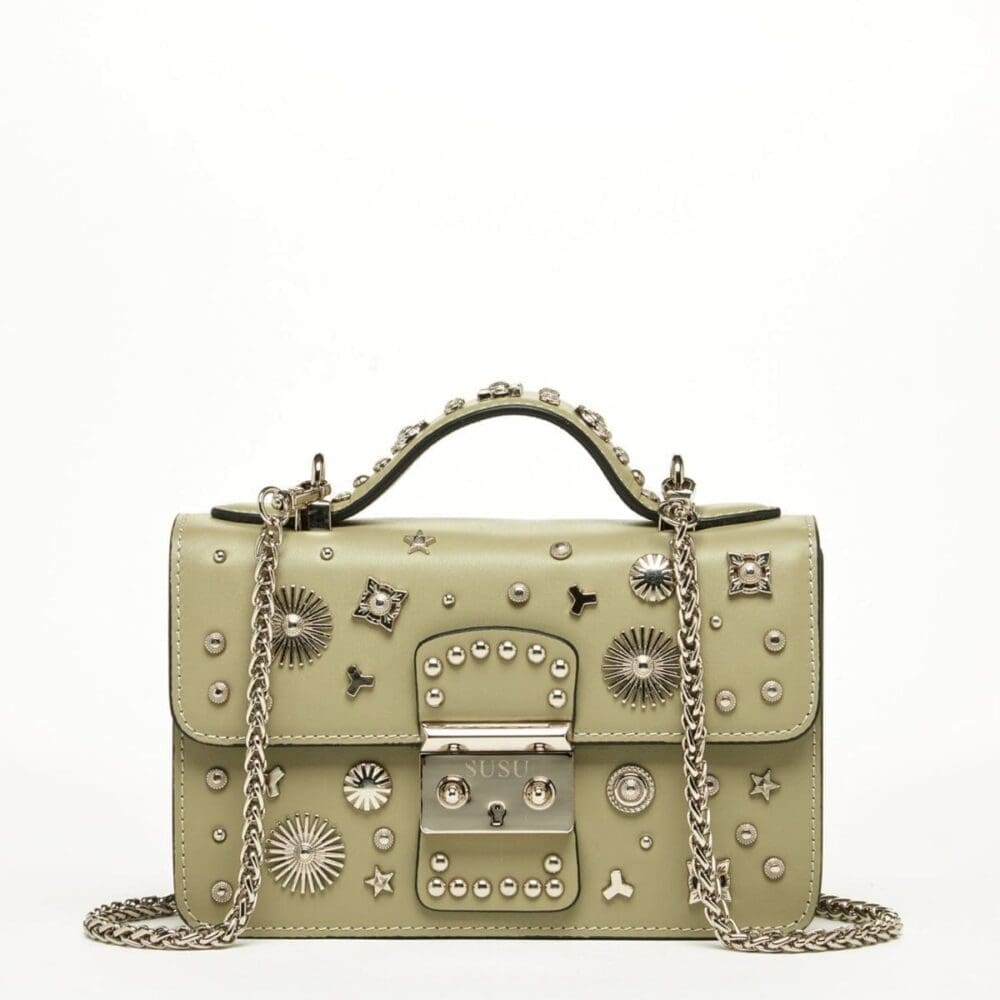 Susu The Hollywood Sage Green Leather Crossbody Bag