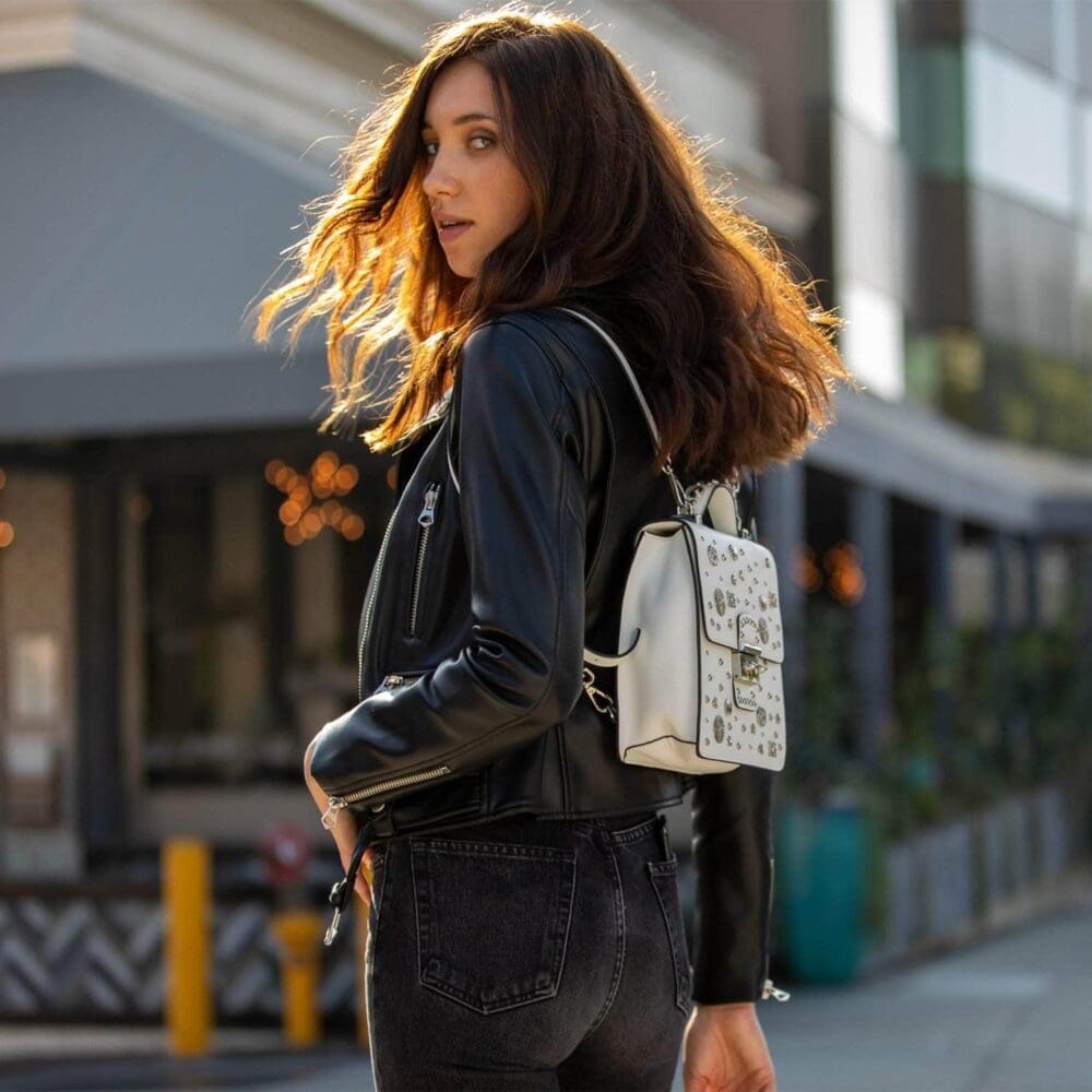 Susu The Hollywood White Leather Backpack Stylish One 9