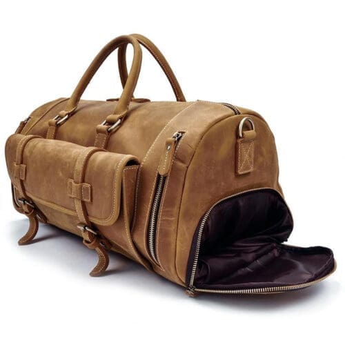 The Bard Weekender Handmade Leather Duffle Bag 11