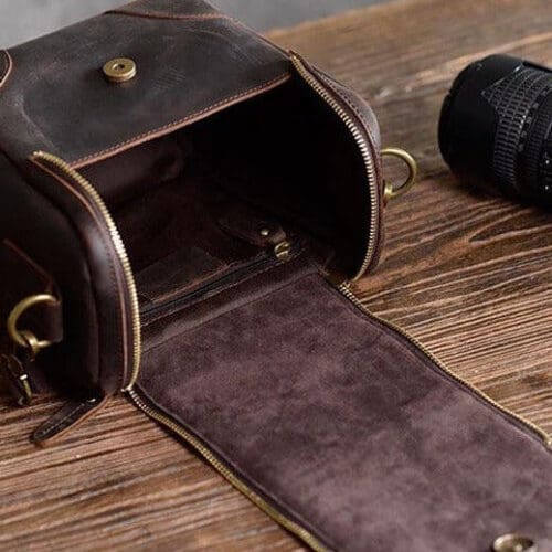 The Calista Small Leather Camera Bag Leather Camera Lens Case 6