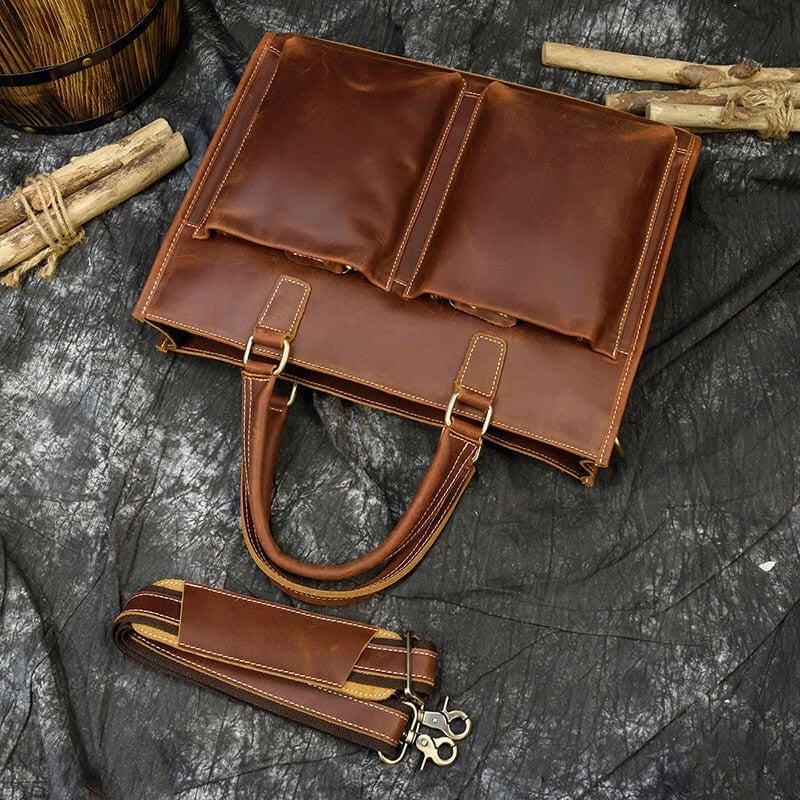 The Dagmar Leather Briefcase Vintage Leather Messenger Bag 6