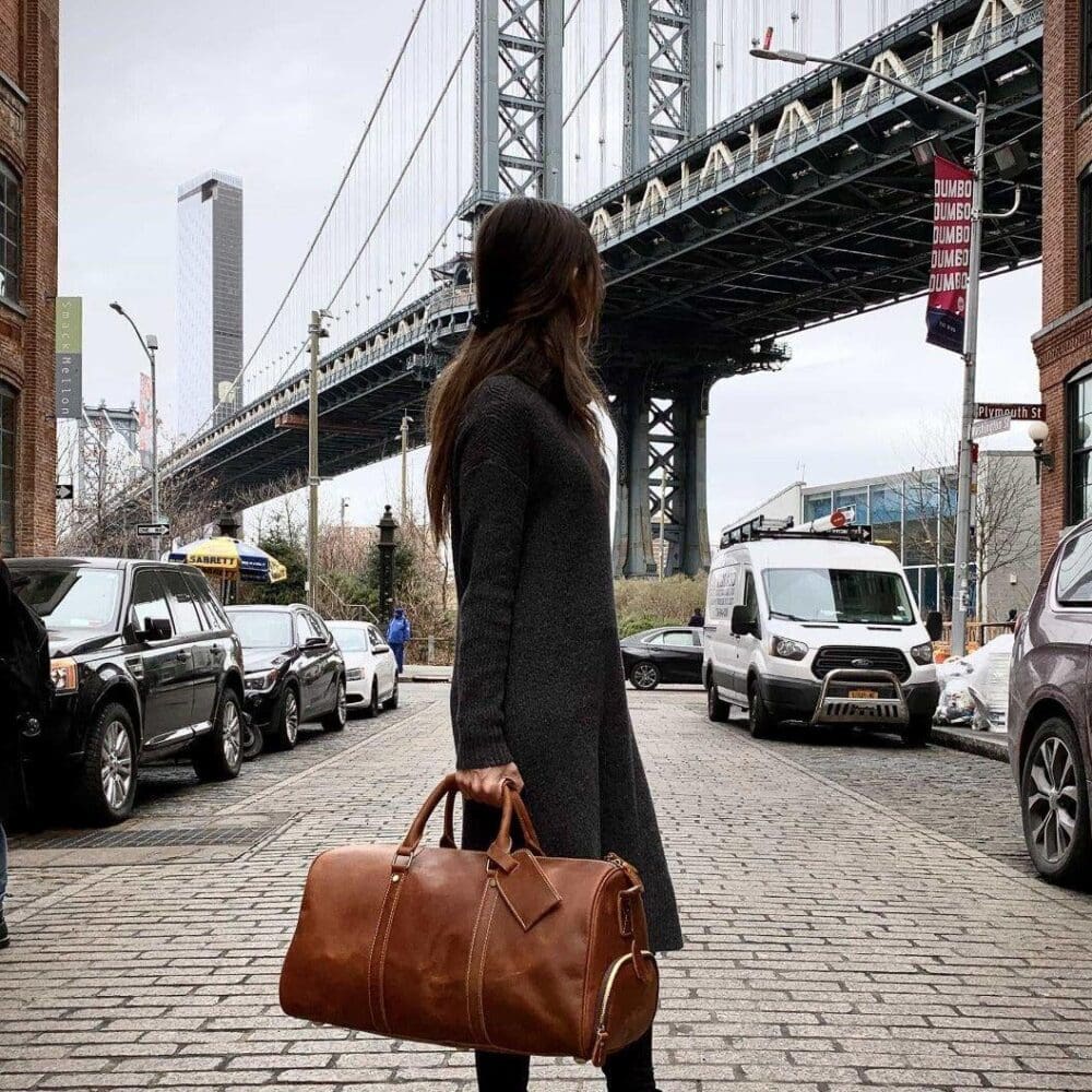 The Dagny Weekender Large Leather Duffle Bag 12