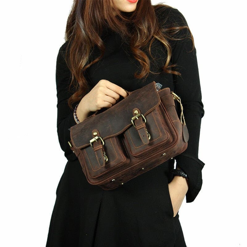 The Faust Leather Camera Bag Crossbody Vintage Camera Messenger Bag 11
