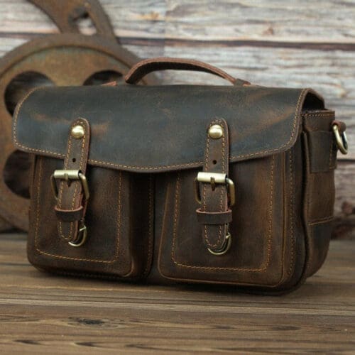 The Faust Leather Camera Bag Crossbody Vintage Camera Messenger Bag 13