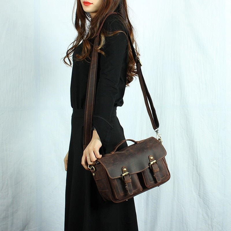The Faust Leather Camera Bag Crossbody Vintage Camera Messenger Bag 5