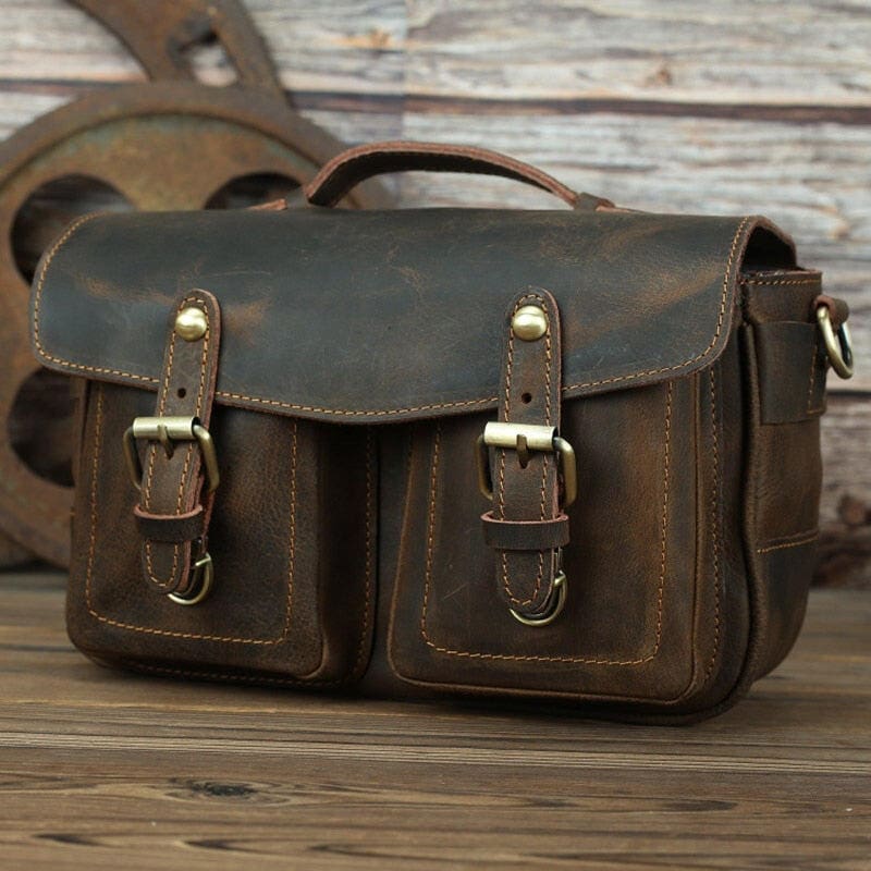 The Faust Leather Camera Bag Crossbody Vintage Camera Messenger Bag 7