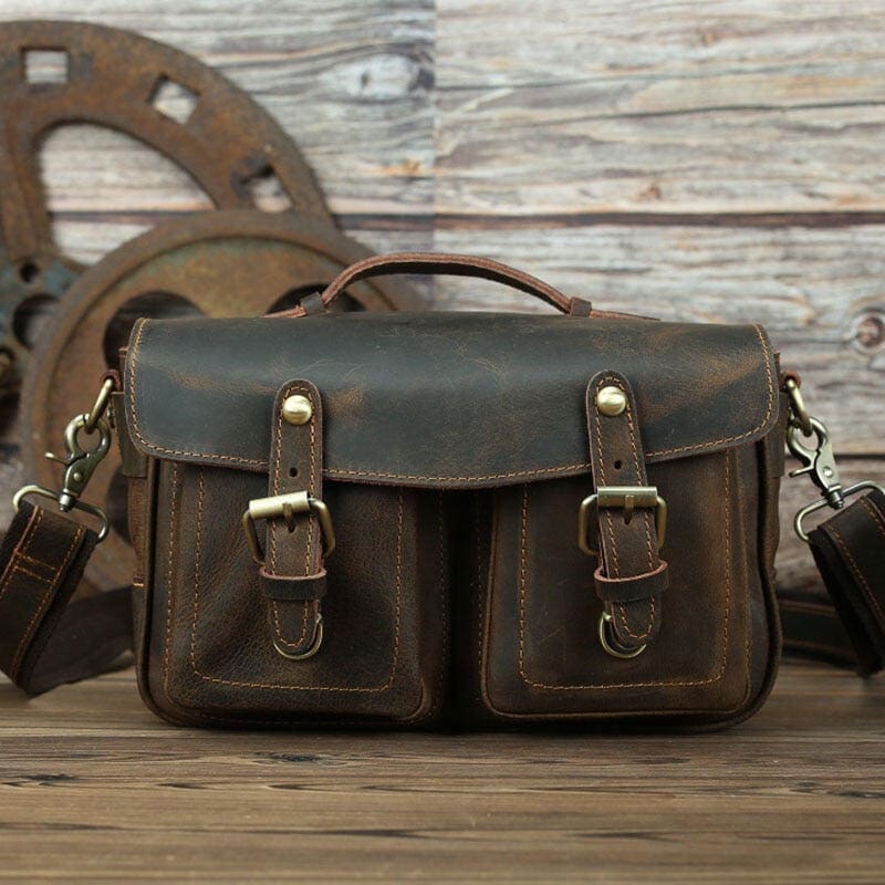 The Faust Leather Camera Bag Crossbody Vintage Camera Messenger Bag 8