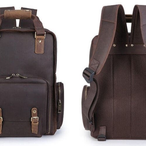 The Gaetano Large Leather Backpack Camera Bag With Tripod Holder 13