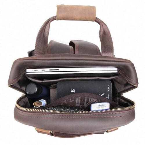 The Gaetano Large Leather Backpack Camera Bag With Tripod Holder 16