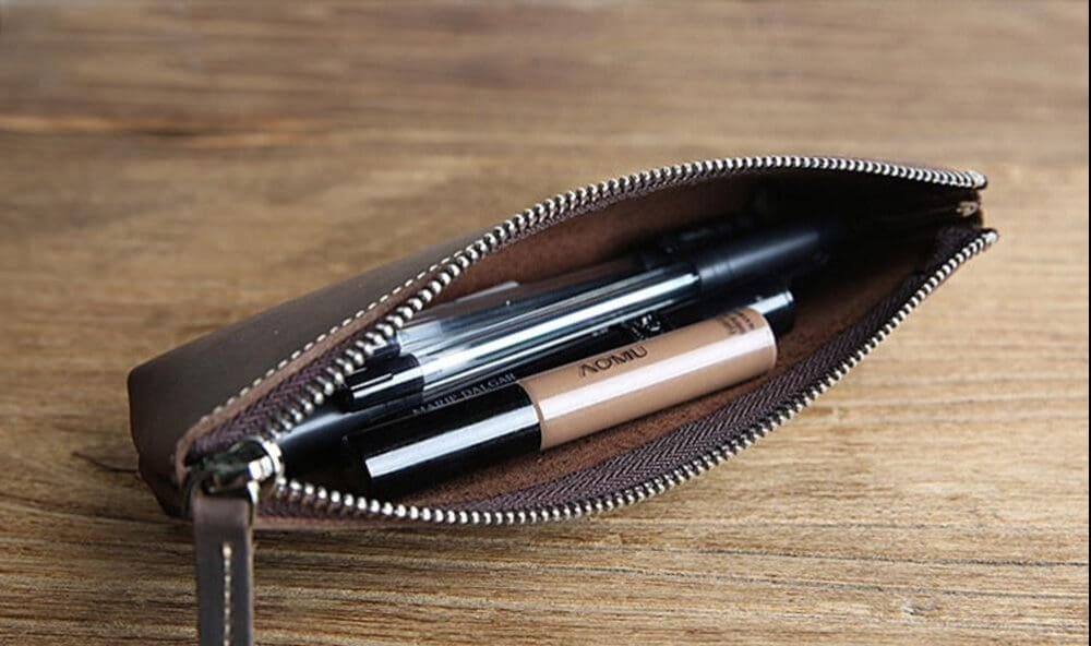The Pallavi Handmade Leather Pencil Case Leather Makeup Bag 3
