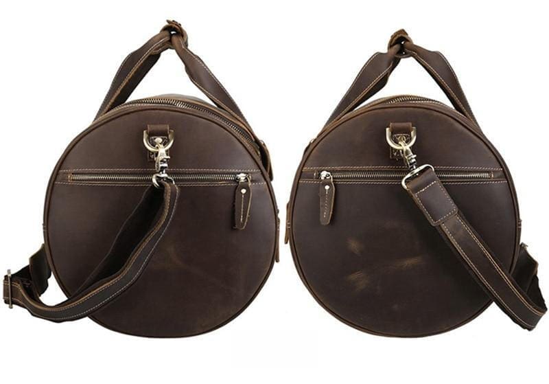 The Wainwright Weekender Round Vintage Leather Weekender 14