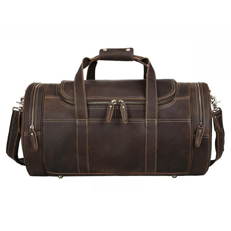 The Wainwright Weekender Round Vintage Leather Weekender 4