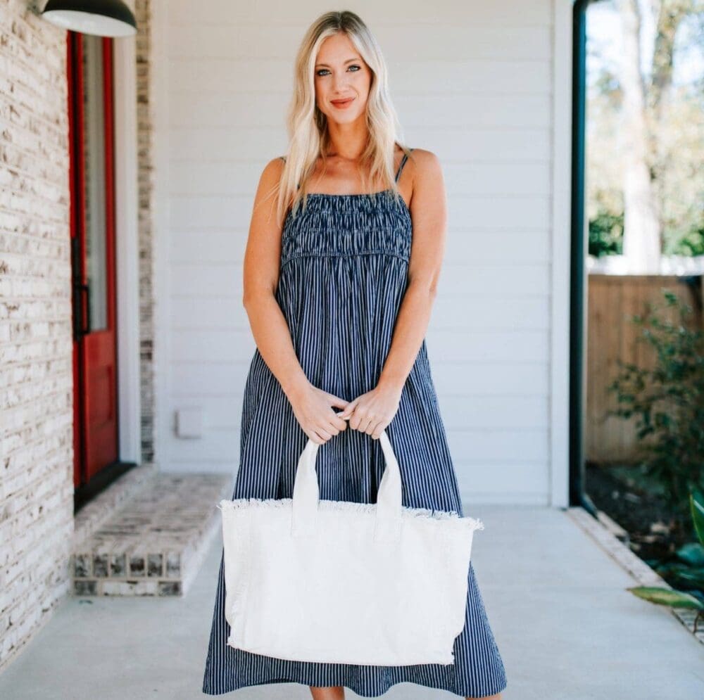 Threaded Pear Presley Fray Canvas Tote 5