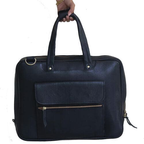 Anuent Black Leather Briefcase for 15 Inch Laptop.