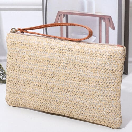 Threaded Pear Estrella Straw Woven Wristlet 5