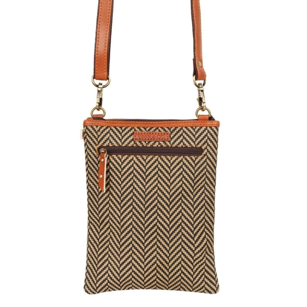 Vaan Brisk Crossbody Bag Cellphone Pocket Herringbone 3