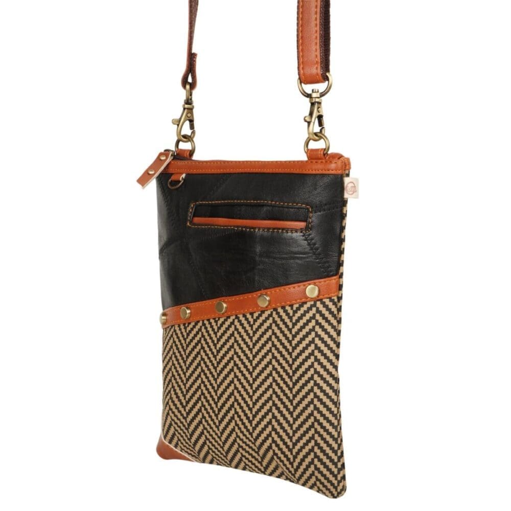 Vaan Brisk Crossbody Bag Cellphone Pocket Herringbone 4