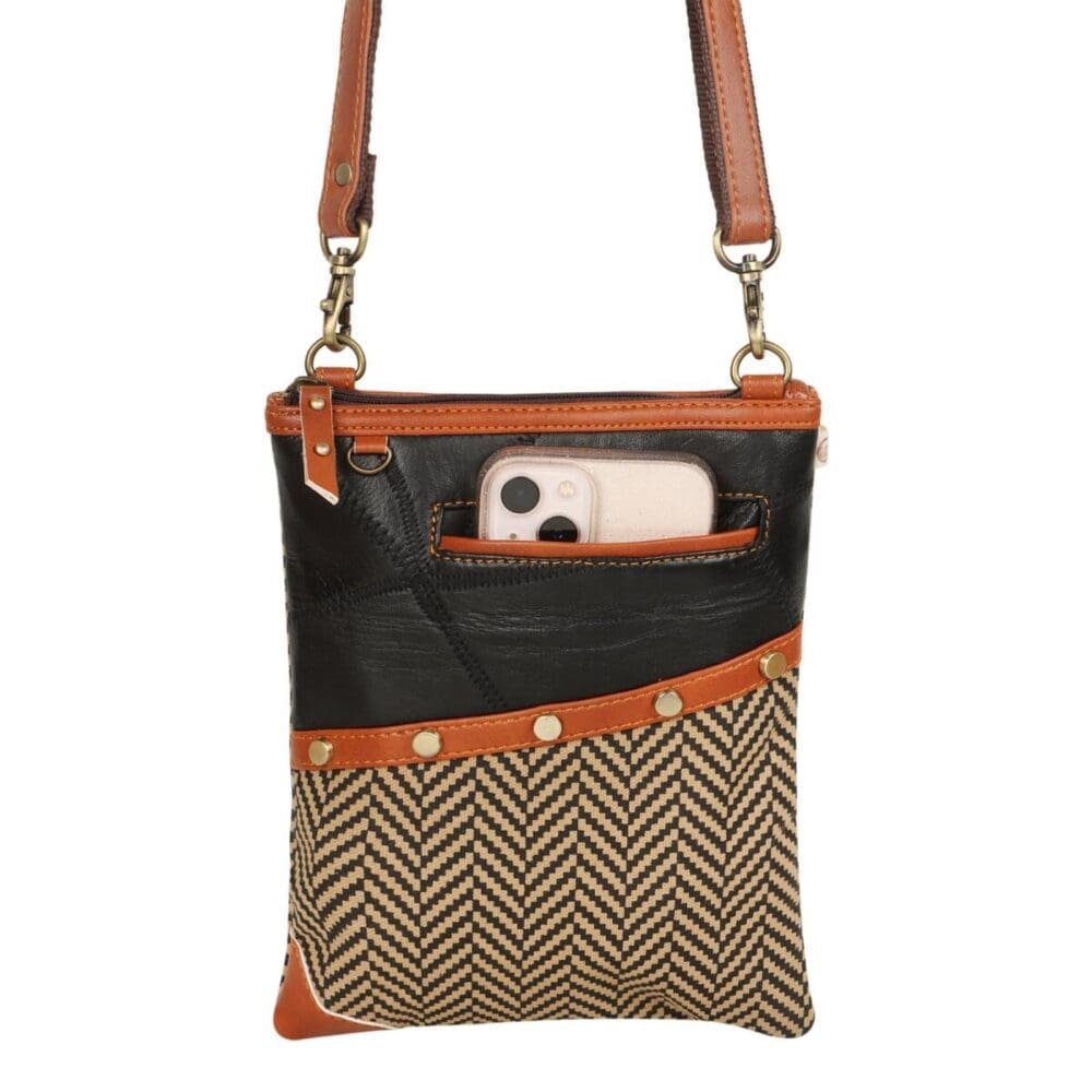 Vaan Brisk Crossbody Bag Cellphone Pocket Herringbone 5