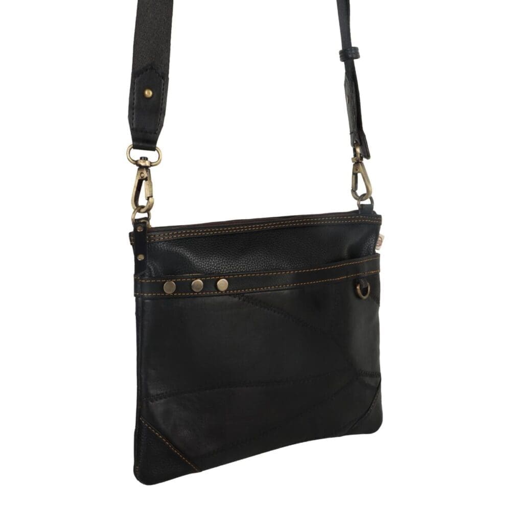 Vaan Brook Wide Crossbody Bag Upcycled Leather