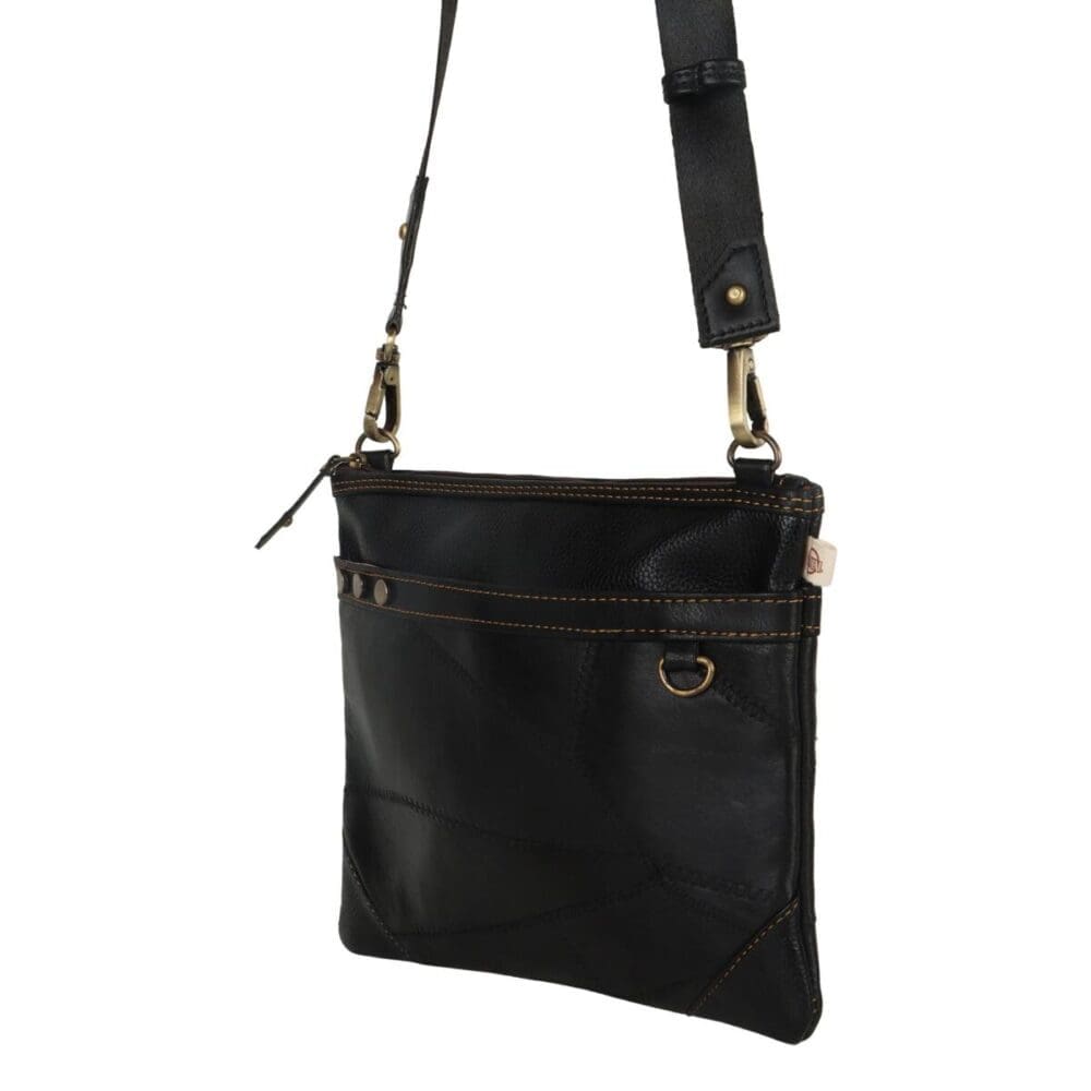Vaan Brook Wide Crossbody Bag Upcycled Leather 2