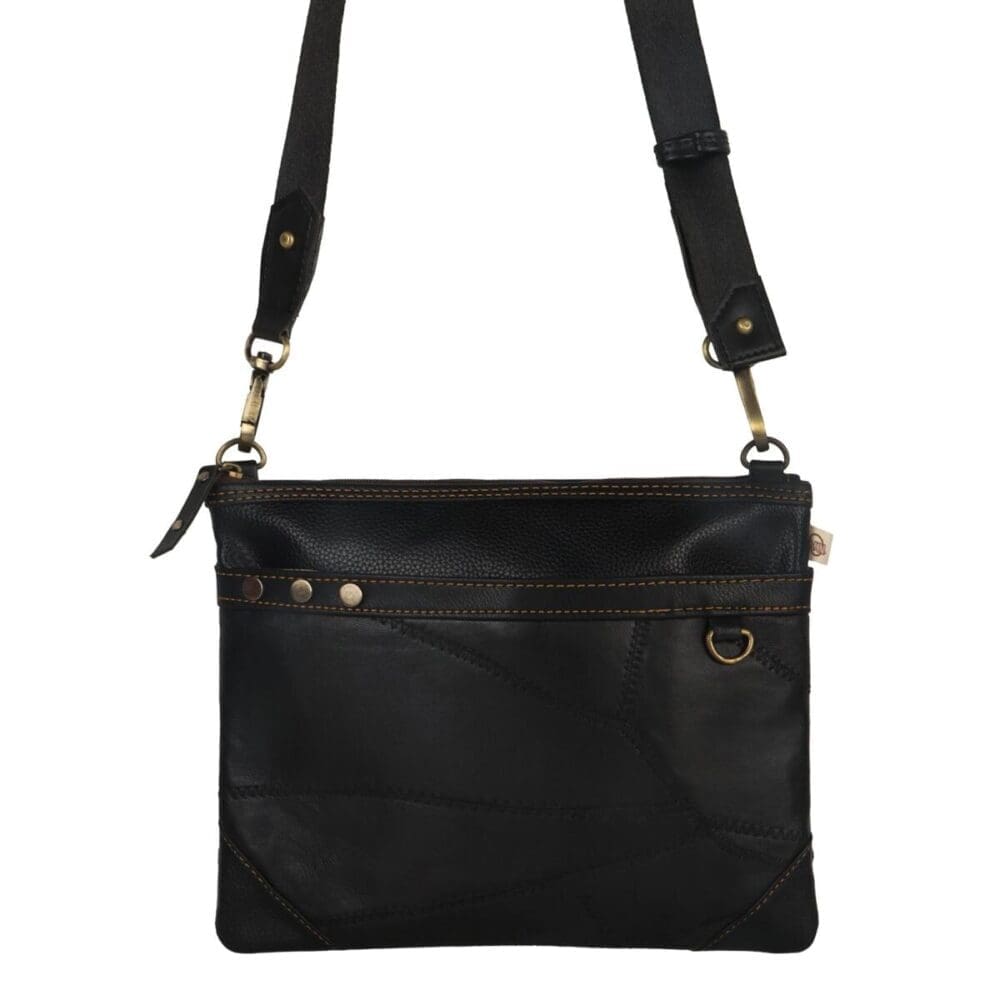 Vaan Brook Wide Crossbody Bag Upcycled Leather 4