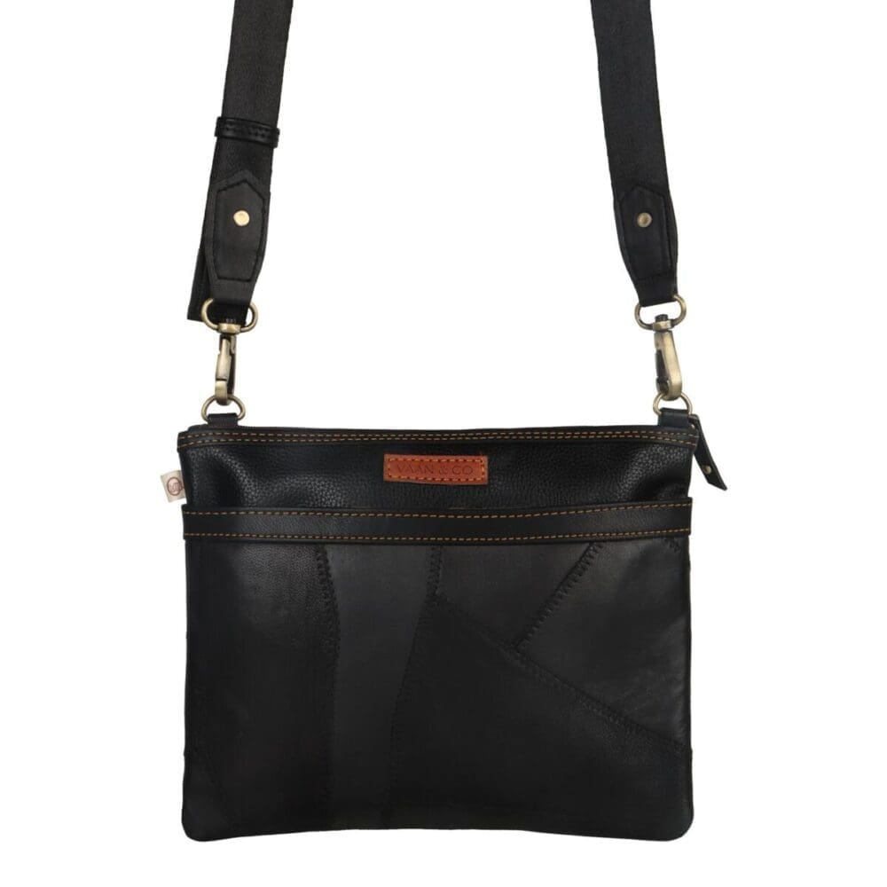 Vaan Brook Wide Crossbody Bag Upcycled Leather 6